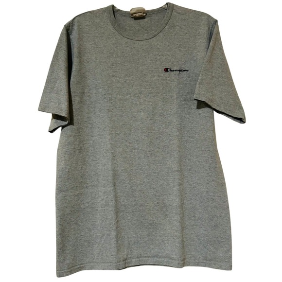 Champion Men's Large Gray Logo Tee‎ Classic Fit Embroidered Logo Sleeve Patch - Picture 2 of 7
